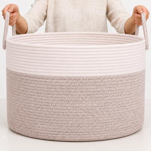 OrganiHaus Round Toy Basket & Blanket Basket, Cotton Rope 20x13" by OrganiHaus