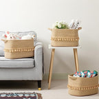 TeoKJ Storage Basket 3 Pack for Organizing, Rope Cotton Baskets for Toy, Clothes, Blankets, Decorative Basket for Living Room, Nursery, Bathroom, Jute - Image 2