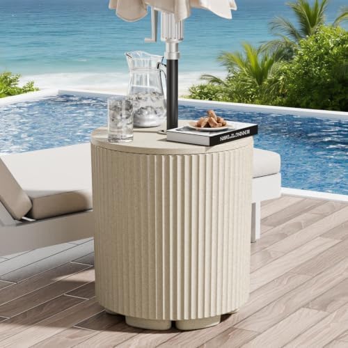 Umbrella Stand Side Table with 1.5 Inch Hole, 2 Pack, Beige - Image 5