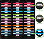 REGELETO 36 Pockets File Storage Pocket Chart with 36 Nametag Pockets, Hanging Wall File Organizer for Classroom and Office, Organize Your Assignments, Files, Scrapbooks, Paper (Black-36 Pockets) - Image 3