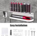 Wall Mount Holder for Dyson Airwrap Styler, White Storage Rack Organizer for Hair Curling Iron and Attachments, No-Drill Installation, NOT compatible with 2x (HS09) - Image 6