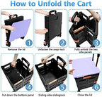 Quick Utility Cart Folding Portable Rolling Crate Handcart with Durable Heavy Duty Plastic Telescoping Handle Collapsible 4 Rotate Wheels for Travel Shopping Moving Luggage Office Use - Image 4