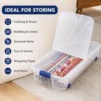66 Qt Plastic Under-Bed Storage Bin with Wheeled&Lid for Home and Closets - Image 3