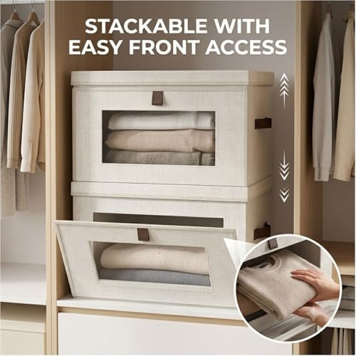 35L Closet Organizers 2-Pack, Front Opening Storage Bins with Window - Image 2