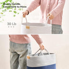 Nunsino Laundry Hamper 62L,Large Laundry Basket for Clothes,Decorative Storage Basket for Blankets,Cotton Rope Woven basket for bedroom,Navy Blue - Image 4