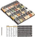 SpaceAid Spice Drawer Organizer with 28 Spice Jars, 386 Spice Labels, 4 Tier Seasoning Rack Tray Insert for Kitchen Drawers, 13" Wide x 17.5" Deep by SpaceAid