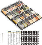SpaceAid Spice Drawer Organizer with 28 Spice Jars, 386 Spice Labels, 4 Tier Seasoning Rack Tray Insert for Kitchen Drawers, 13" Wide x 17.5" Deep by SpaceAid