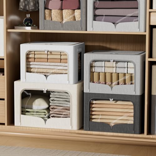 FHSQX 3 Pack Clothes Storage Bins with Metal Frame-36L - Image 6