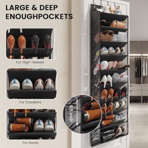 Mefirt XXL Clear Over the Door Shoe Organizer for Closet Fit 30 Pairs ﻿ - Image 4