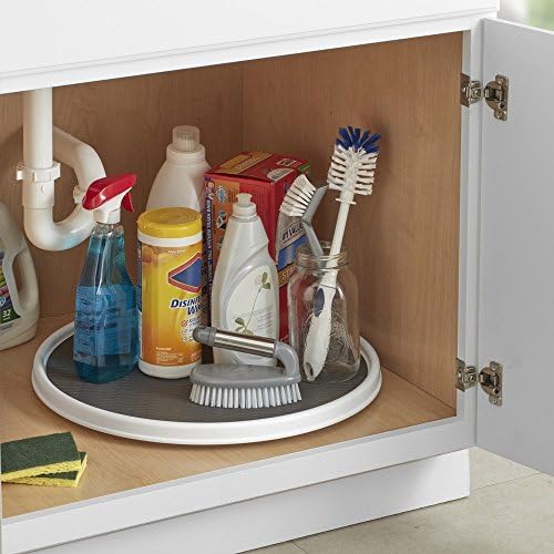 Copco Non-Skid Pantry Cabinet Lazy Susan Turntables, 18-Inch and 12-Inch, White/Gray - Image 4