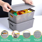 Ohmlove 8 Pack Plastic Storage Baskets with Lids for Organization - Image 3