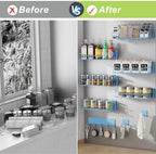 Magnetic Spice Rack for Refrigerator, 9 Pack Magnetic Fridge Shelves W/Adjustable Paper Towel Holder, Hook Rack, Moveable Spice Organizer Shelf for Kitchen Organization and Storage (Blue) - Image 5