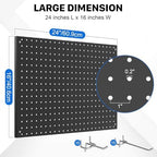 Peg Board, 3 Pack Metal Pegboard Panels Black Pegboards Wall Organizer with Frame Large Heavy Duty Peg Board with Hooks for Walls Home, Garage Tool Storage, Office, Craft Room, Kitchen 24”×16” - Image 3
