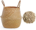 Knitgrip Large Wicker Plant Basket with Handle 10 Inch Woven Seagrass Belly Basket and Artificial Moss for House Plants Picnic Grocery Laundry Storage Home Decor(Large,Original,1 Pack) by Knitgrip