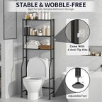3-Tier Over Toilet Storage, Anti-Tip, 64" H, Black - Image 5