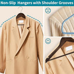 ABHENG 30 Pack Wooden Coat Hangers, 360° Swivel Hook, Suit Hangers with Anti-Slip Notches, for Jackets, Shirts, Dress, Dark Walnut, UAWY0530H - Image 6