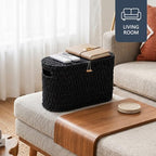 Coeusy Toilet Paper Storage Basket with Lid, Wicker Basket for Bathroom - Image 7