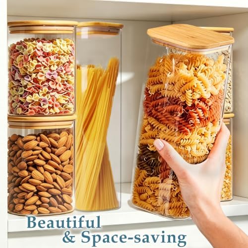Glass Pantry Storage Containers,4 Pack(1.2Qt/2.2Qt) - Square - Image 5