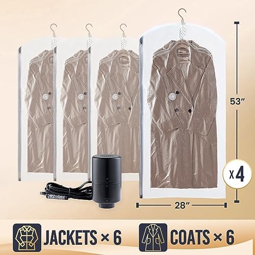 TAILI Hanging Vacuum Storage Bags Clothes, Coats, Jackets,4 Long with Pump - Image 3