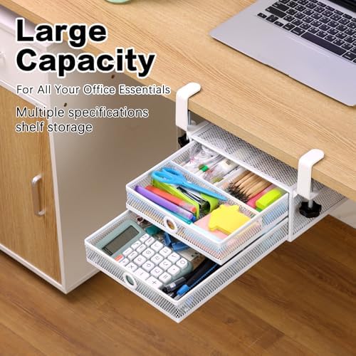 Under Desk Drawer, Clamp on Desk Organizer Slide Out Table Storage No Drill - Image 2