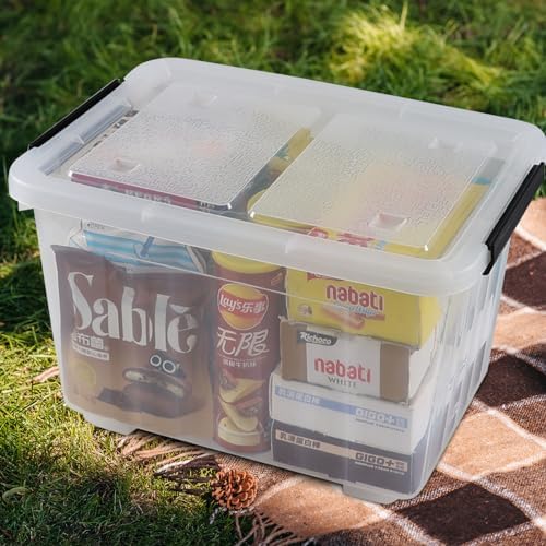 Farmoon 4 Pack 30 Quart Plastic Latching Storage Box Bin with Wheels, Clear - Image 7