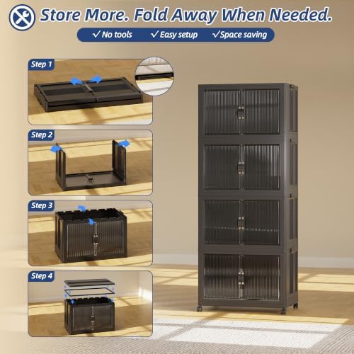 SAILUN Stackable Storage Bins with Lid, 501QT 4Pack Black - Image 6