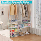 Hongtamoya 4-Tier Closet Organizers and Storage Basket with Divider, Foldable Closet Shelf Organizer System, Space-Saving Clothes Storage Drawer Organizer Bins for Wardrobe Cupboard, White - Image 6