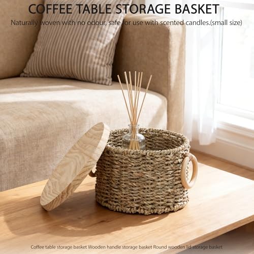 Woven Seagrass Storage Basket Set of 2 with Lids - Image 4