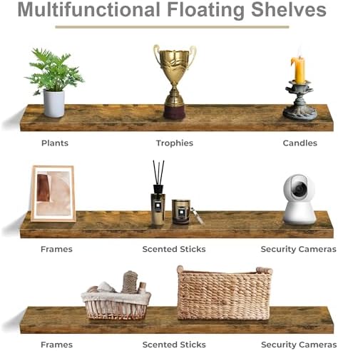 Sorbus Floating Shelves for Wall Storage (55 Inch, 3 Pack, Rustic Brown) - Image 6