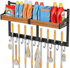 Broom Holder Wall Mount, Broom and Mop Organizer Wall Hanging with Shelf by FREEXPLOYER