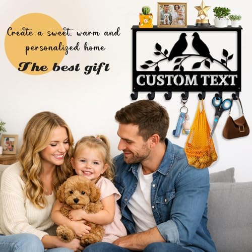 Dyoart Custom Key Holder Wall Mount with Shelf, Wedding Gift for Couples - Image 4