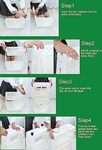 Yellow Rolling Office Paper Organizer, Mobile Book Cart Document Folder File Storage with Pen Holder, Slim Rolling Storage Cart Movable Bookshelf for Office, Dorm, Classroom, Nursery - Image 5