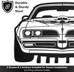 MOOH Metal Automotive Key Holder with 6 Hooks - Unique Wall Mounted Car Lovers Gifts for Men & Women - Cool Man Cave Decor (Pontiac Firebird 1977, Black) - Image 3