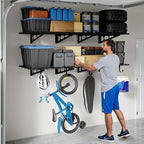 FLEXIMOUNTS 2-Pack Garage Shelving with Hooks, 2x6ft Storage Shelves, Black - Image 7