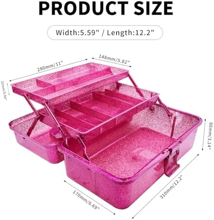 3-Tier Stackable Storage Organizer Box, Art & Craft Storage Container, Carry Tackle Organizer, Medicine Cosmetic for Art Supply Makeup Hair Accessories Painting Tools (Hot Pink) - Image 2