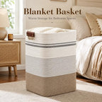 Laundry Hamper, Cotton Rope Laundry Basket with Leather Handles, 22.5-Gallon/85 L Large Clothes Hampers for Laundry, Woven Laundry Baskets for Blankets, Clothing, Bedroom, Living Room, Nursery - Image 6