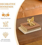 Metal Bookends Set of 2, Heavy Duty Book Ends for Heavy Books, Gold Decorative Bookends for Shelves Desk Office Home Decor - Image 4