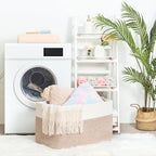 MINTWOOD Design 22in Extra Large Blanket Basket Holder Living Room, Rectangle Rope Woven Storage Basket with Handles for Laundry, Pool Towels, and Shoes, Dog Toy Organizer Bin Box, Light Brown - Image 3