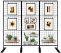 Room Divider Freestanding Gridwall, 3 Panel Folding Display Board Organizer with Base Feet, Privacy Screens Portable Freestanding Display Board Wire for Craft Shows Events Retail by Home