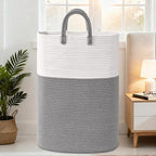 Woven Laundry Basket for Clothes, 50L Large Rectangle Laundry Hampers with Beads Tassel, Nursery Storage Basket for Toys, Tall Dirty Clothes Hamper for Bedroom Aesthetic, Laundry Room Organization - Image 6