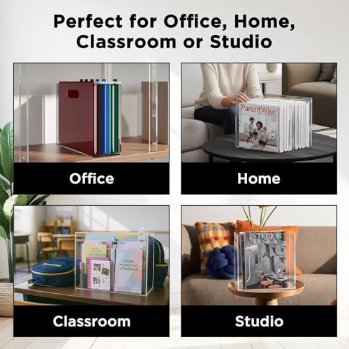 File Organizer for Desk - This Acrylic Storage Box is great for Office Organization - Its Modern Acrylic Magazine Holder makes a Great Gift for Home/Work Space - Image 3