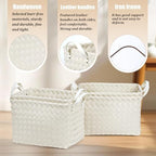 Handwoven Clothes Basket Laundry Hampers Large Wicker Storage Baskets for Shelves Blankets Closet Storage Bins Car Bedroom Bathroom Organizers and Storage Bath (Pack of 4, Ivory) - Image 2