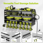 POKIPO Large Power Tool Organizer Wall Mount with Charging Station,4 Layer Heavy Duty Metal Tool Storage Rack Loads 600lbs with 8 Cordless Drill Holder,Battery Utility Rack Loads with 4 Power Strip - Image 3