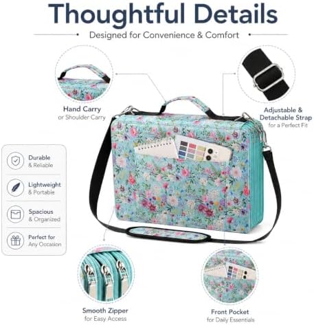 600-Slot Colored Pencil Case, 5-Layer Zipper with Shoulder strap and Handle - Image 4