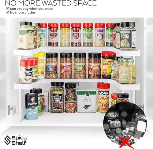 Spicy Shelf Deluxe - Expandable Spice Rack and Stackable Cabinet & Pantry Organizer (1 Set of 2 Shelves) - As seen on TV Deluxe (Spicy Shelf Organizer) - Pantry Organization - Pantry Spice Organizer - Image 5