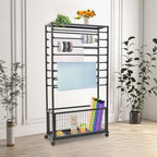Ribbon Organizer Rack, Double-Sided 16 Tier Ribbon Storage Holder, Floral Wrapping Paper Spool Stand Racks for Craft Room, Scarf Tie Belt Towel Display Shelf Sewing Station Cart, Black, 31.5in Wide - Image 4