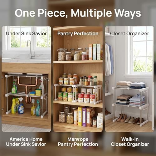 BLULEE Expandable Under Sink Organizer, No-Drill Adjustable Shelf - Image 2