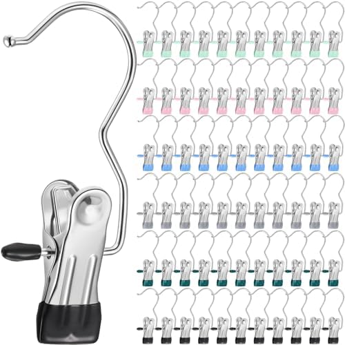 Yinder Boot Hangers Clips Laundry Hooks Hanging Stainless Steel Clothes Pins Portable Hangers for Closet Travel Socks Pants Handbags Hats Towels(Multicolor,300 Pcs) by Yinder