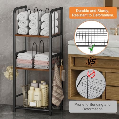 Snughome Towel Rack Free Standing 3-Tier M-Shaped Detachable Dividers, Metal Towel Storage Shelf for Bathroom, Pool Towel Rack Holder, Space-Saving Storage Organizer, Modern Bath Towel Storage Holder - Image 3
