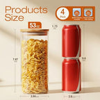 53 oz Round Glass Food Storage Containers with Airtight Bamboo Lids, 4 Pack - Image 3